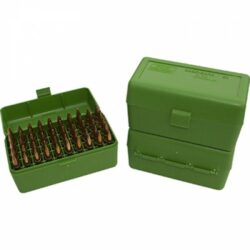 MTM Flip Top 50 Round Rifle Ammo Box WSM, 45-70cal – Green